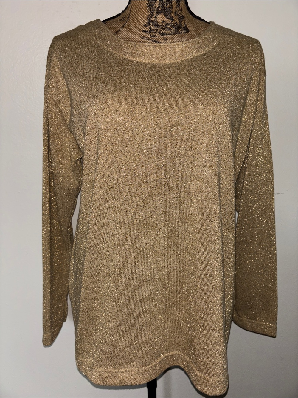 Gold Metallic Long-Sleeve Women’s Top